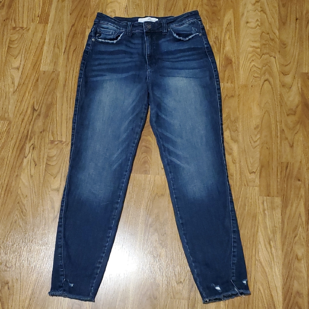 KanCan Dark Wash Skinny Ankle Jeans High Waist Raw Edge Womens Size 9 / 28